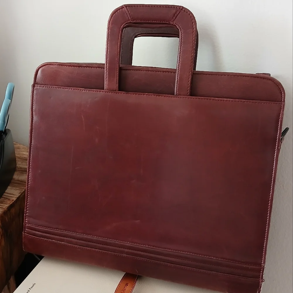 Business DiBagaggio Leather BRIEFCASE Portfolio OFFICE ATTACHE Laptop Work BAG